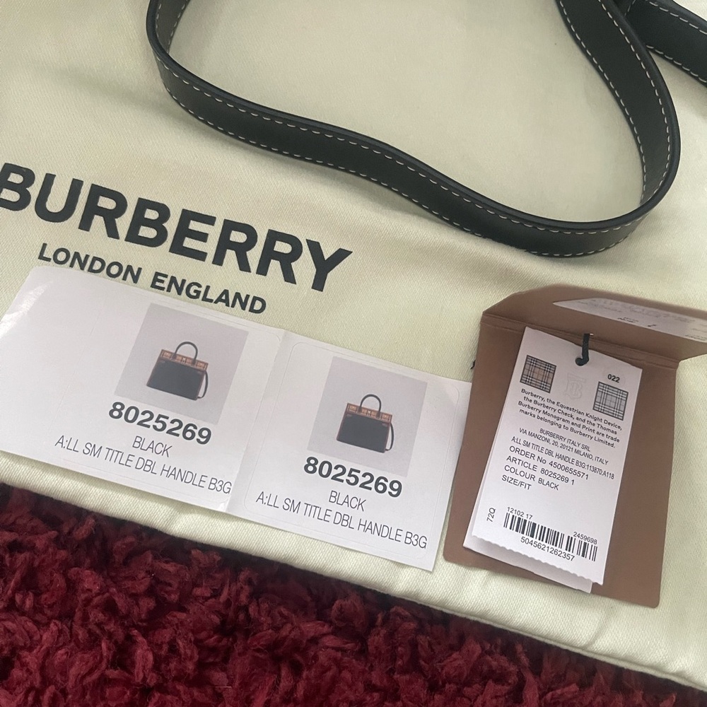 Burberry Title Vintage Check Leather Satchel Black Brown - Picture 6 of 15